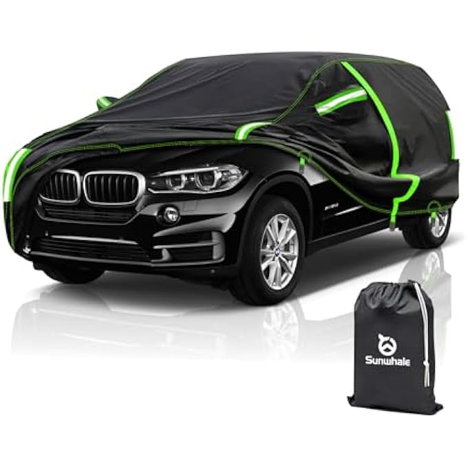 rayihni غطاء سيارة مقاوم للماء لجميع الأحوال الجوية لسيارات الدفع الرباعي حماية من الأشعة فوق البنفسجية مقاوم للثلج والمطر والشمس غطاء كامل للسيارة مع سحاب للباب غطاء خارجي كامل للسيارة مناسب عالميًا لسيارات الدفع الرباعي حتى 180 - Image 2