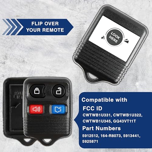 KeylessOption 2X KeylessOption Key Fob Cover Case Replacement for 2000 2001 2002 2003 2004 2005 2006 2007 2008 2009 2010 2011 2012 2013 2014 2015 2016 2017 2018 2019 Ford Lincoln Mercury Remote Shell, 4-Button - Image 5