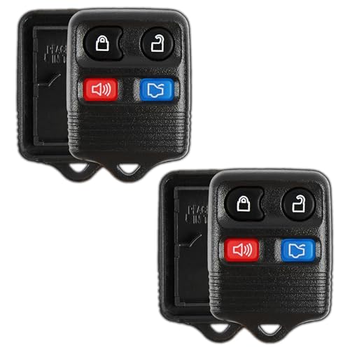 KeylessOption 2X KeylessOption Key Fob Cover Case Replacement for 2000 2001 2002 2003 2004 2005 2006 2007 2008 2009 2010 2011 2012 2013 2014 2015 2016 2017 2018 2019 Ford Lincoln Mercury Remote Shell, 4-Button - Image 1