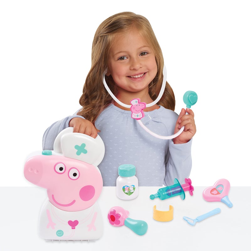 Just Play Peppa Pig Checkup Case Set with Carry Handle, 8-Piece Doctor Kit for Kids with Stethoscope, Kids Toys for Ages 3 Up by Just Play - Image 2