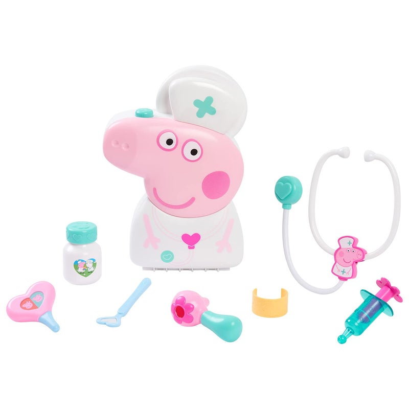 Just Play Peppa Pig Checkup Case Set with Carry Handle, 8-Piece Doctor Kit for Kids with Stethoscope, Kids Toys for Ages 3 Up by Just Play - Image 1
