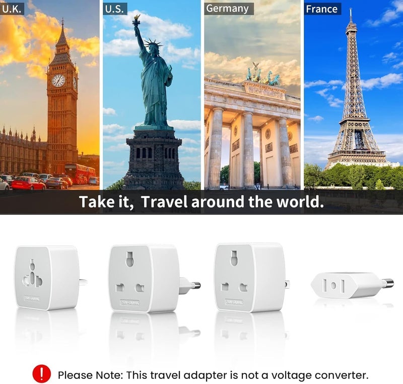 rts Universal Travel Adapter, International All in One Worldwide Travel Adapter and Wall Charger Compatible with, 224 + Countries with Multi Power Outlet Electrical Plug Mobile,Laptop,Tablets,Camera - Image 5