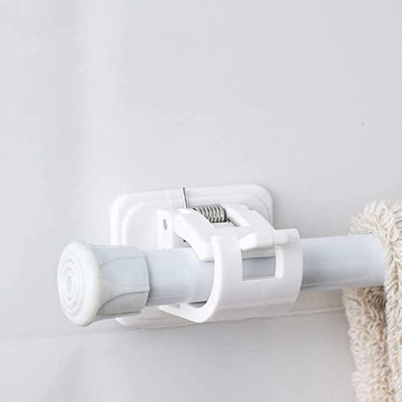 DMDENT DMDENT 2 PC Curtain Rod Brackets No Drilling Self Adhesive White Sticky Wall Hooks for Nail Free Adjustable Curtain Rod Bracket Holder Wall Brackets Hanger for Towel Rod Curtain Pole PC 2 - Image 1