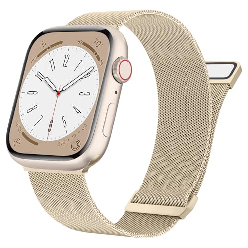 Meliya Metal Strap Compatible with Apple Watch Band Series 9 8 7 41mm 45mm / Ultra/Ultra 2 49mm / Series 3 38mm 42mm /Series 6 5 4 SE 40mm 44mm, Milanese Loop Replacement Metal Mesh - Image 1