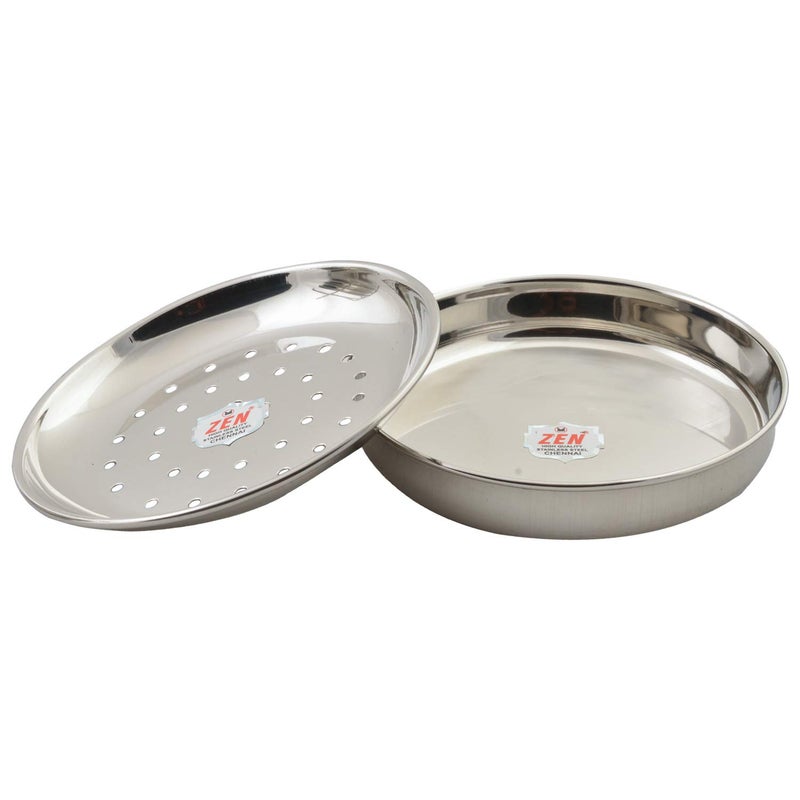 JAIN Stainless Steel 2in1 Thatte Idly Plate | Dhokla Holder & Idiappam Stand - 6 Plates Thatte Idli Plate with Stand & Momos Steamer Stand (3 Thattu Idly Plates, 3 Idiappam Stand, 1 Stand) - Image 2