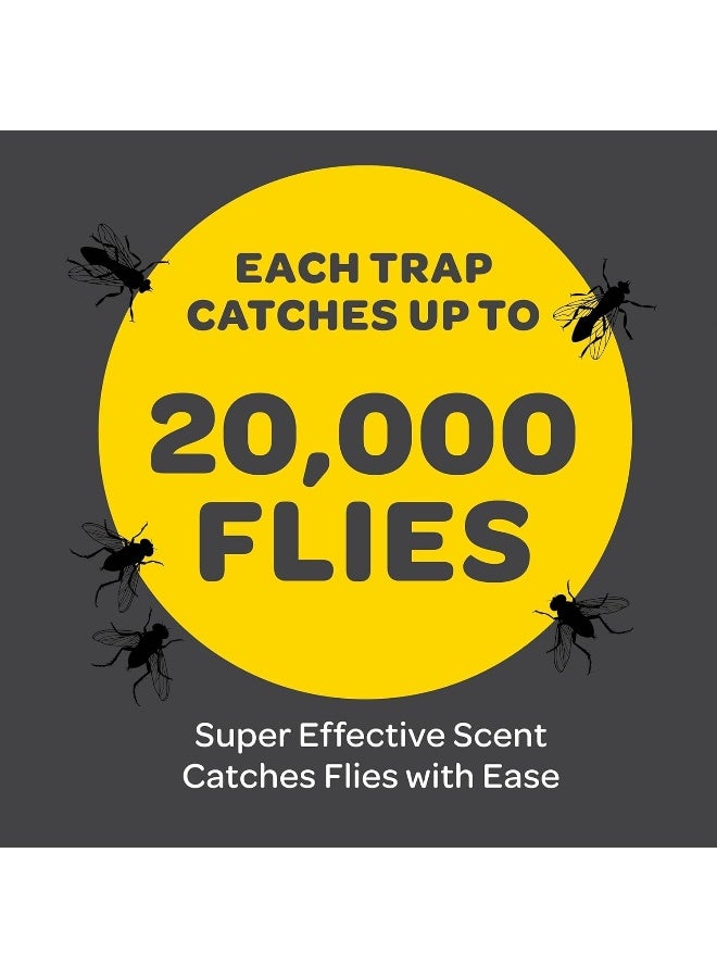 SEWANTA Pack Of 3 Outdoor Fly Trap Fly Traps Outdoor with Dissolvable Non-Toxic Bait - Fly Repellent for Outdoor Use Only - Controls Flies for Patios Barns Ranches Etc. Hanging Fly Traps with Tie Included - Image 1