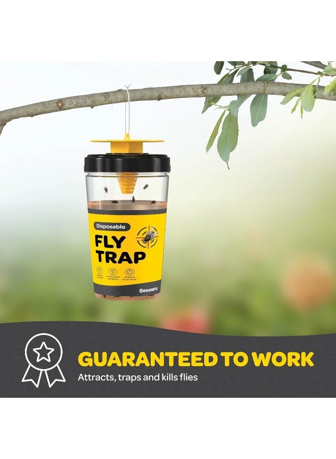 SEWANTA Pack Of 3 Outdoor Fly Trap Fly Traps Outdoor with Dissolvable Non-Toxic Bait - Fly Repellent for Outdoor Use Only - Controls Flies for Patios Barns Ranches Etc. Hanging Fly Traps with Tie Included - Image 3