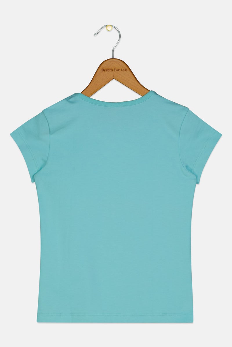 Hamleys Kids Girl Graphic Print Short Sleeve Top, Mint Green - Image 3