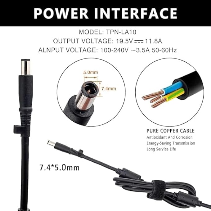 rayihni 230W CHARGER LAPTOP FOR HP Z2 MINI G3 G4 WORKSTATION ENTRY PERFORMANCE HP THUNDERBOLT DOCK G2 3TR87UT ZBOOK 15 17 G2 G8 HP OMEN 17-W210NR W219UR ELITEBOOK 8570W TB DOCK G2 11.8A AC ADAPTER - Image 3