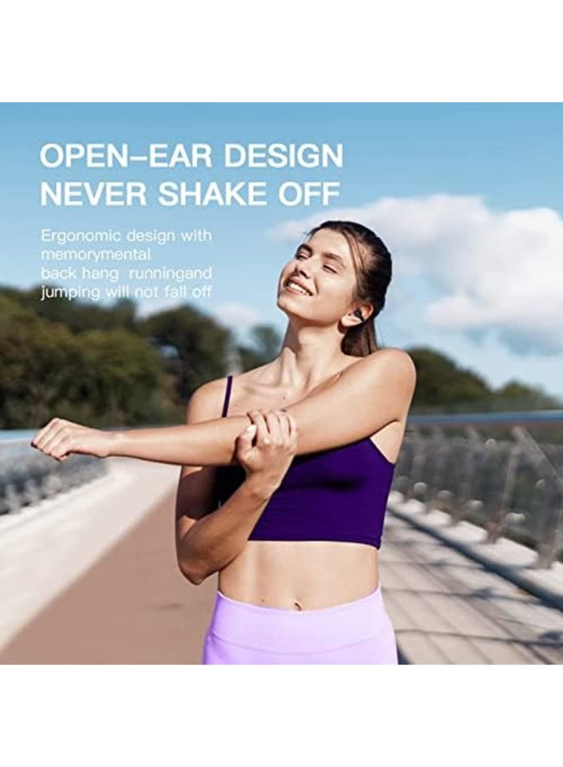 Luckam Wireless Earbuds with Earhooks Headset Clip On Open Ear Earbuds Bone Conduction Earbuds Head Set Workout Cycling Running Work Headphones Bone Conducting Induction Earphones - Image 3