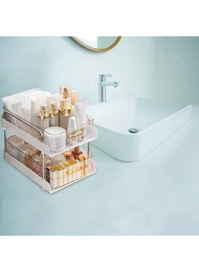 ميكسد بالوعة مزدوجة مستحضرات التجميل مربع تخزين الرف ، مع انزلاق سلة درج شفاف ، مناسبة لأنّ مطبخ , حمام , غرفة نوم , مكتب - Image 3