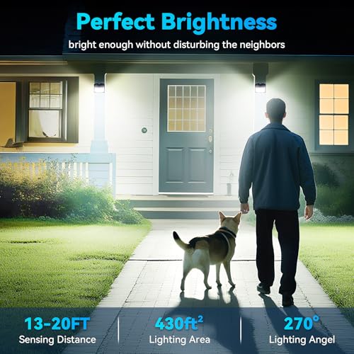 CLAONER Solar Lights Outdoor, [128 LED/4 Packs] Solar Motion Sensor Lights 3 Working Modes Outdoor Lights with 270° Wide Angle Wireless IP65 Waterproof Security Light for Fence Patio, Cold White - Image 5