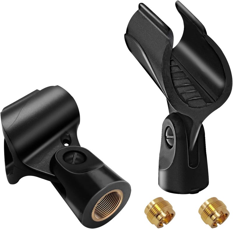 Mictop Universal Microphone Clip Holder, Comes with 5/8" Male to 3/8" Female Screw Adapter Suitable for Handheld Microphones, 2-Pack - Image 1