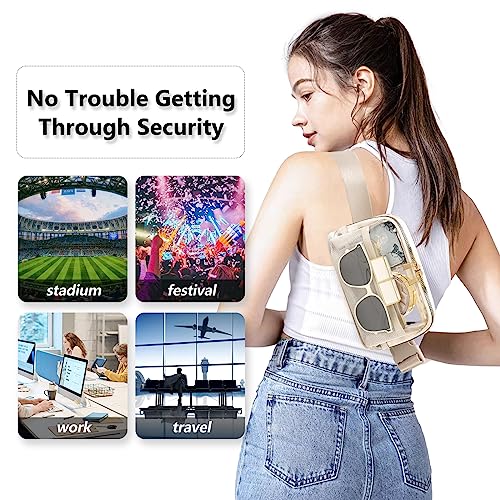kuifang Clear Fanny Pack Belt Bag Stadium Approved for Women Men with Adjustable Strap Water-resistant Waist bag Clear Purse for Travel Workout Running Hiking(Beige) - Image 3