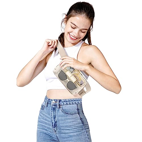 kuifang Clear Fanny Pack Belt Bag Stadium Approved for Women Men with Adjustable Strap Water-resistant Waist bag Clear Purse for Travel Workout Running Hiking(Beige) - Image 2