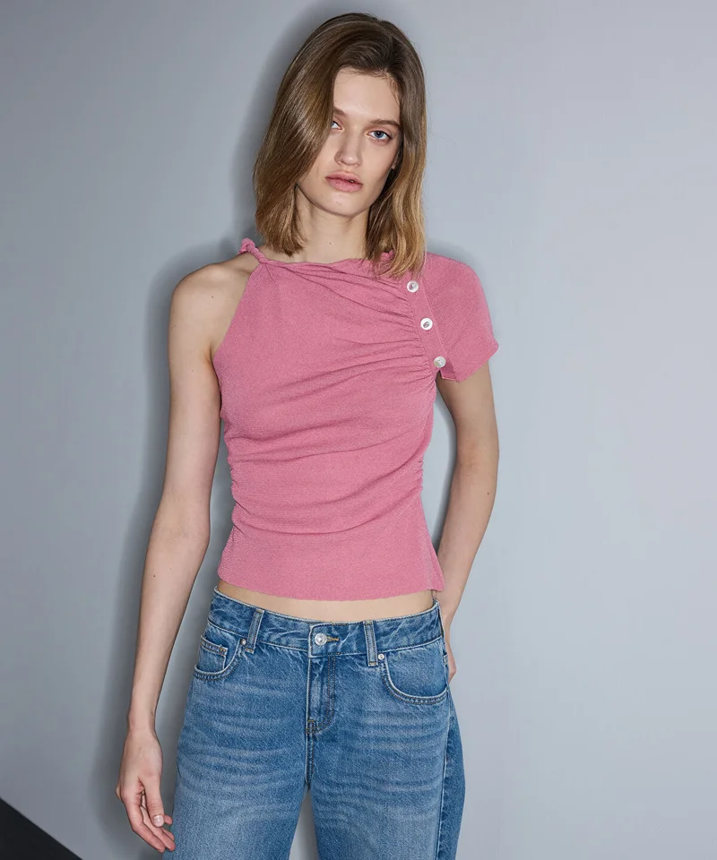 ابيكول Gathered Asymmetric Knit Top