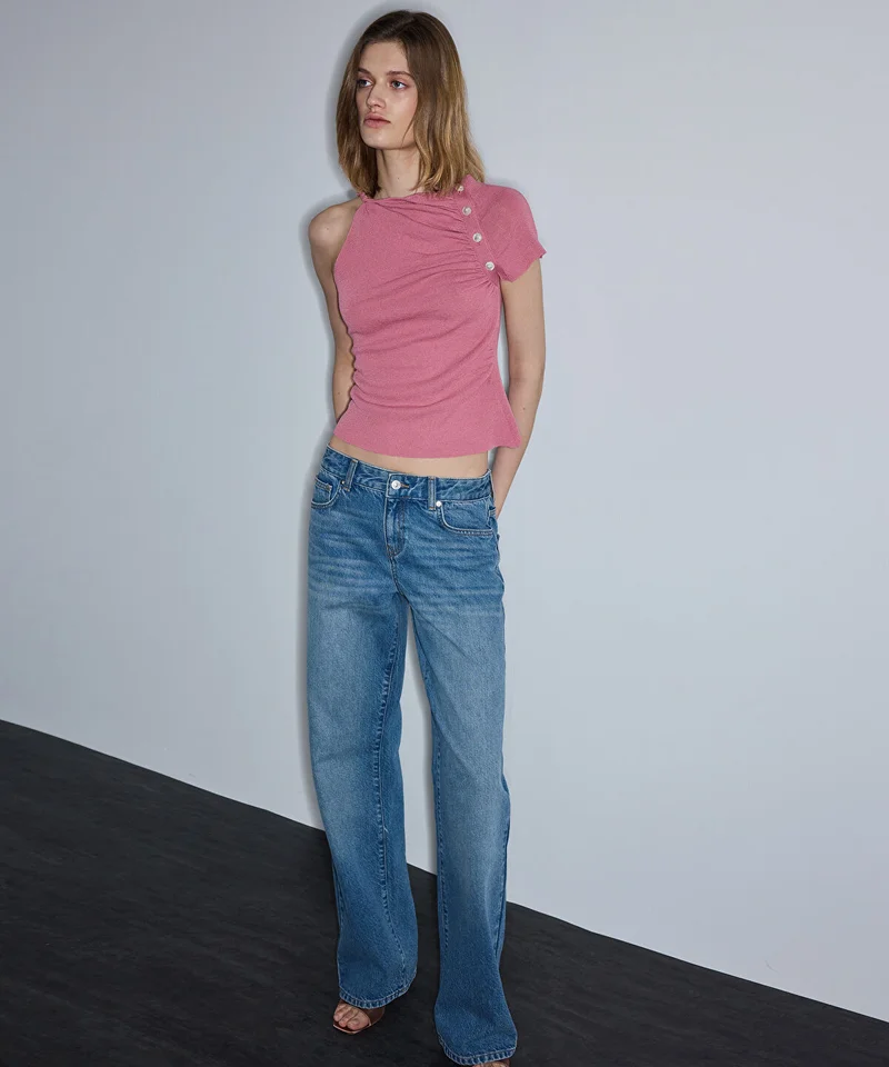 ابيكول Gathered Asymmetric Knit Top