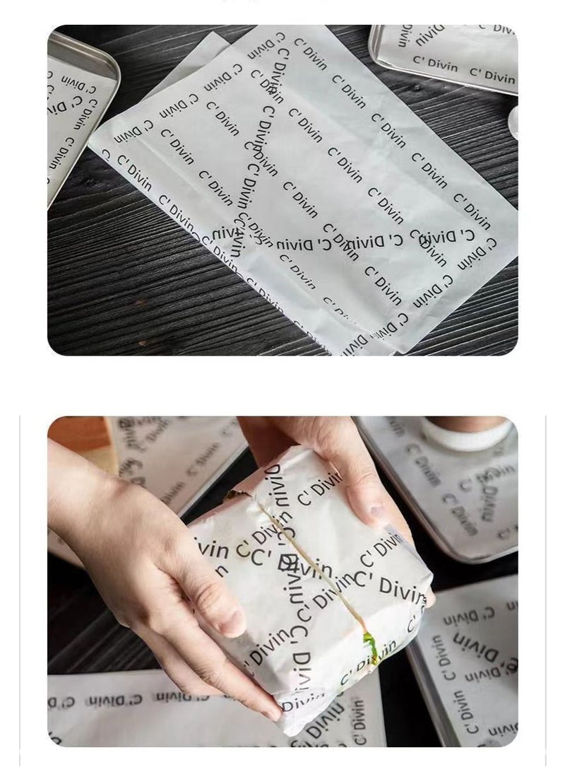 100 Sheets of Wax Paper Sandwich Packaging Paper, Oil Absorbing Paper, Oil Proof Paper, Fried Chicken Insulation Paper, Colored Decorative Cooked Food Packaging Food Basket Lining, Used for Packaging Holiday Snacks, Candies, Cookies，22x22cm - Image 3