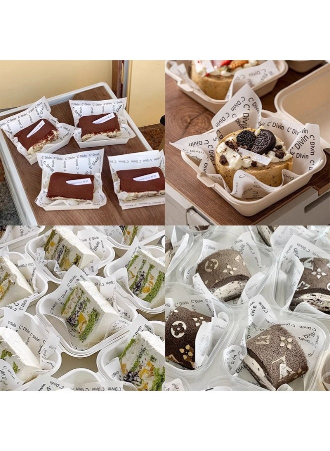 100 Sheets of Wax Paper Sandwich Packaging Paper, Oil Absorbing Paper, Oil Proof Paper, Fried Chicken Insulation Paper, Colored Decorative Cooked Food Packaging Food Basket Lining, Used for Packaging Holiday Snacks, Candies, Cookies，22x22cm - Image 4