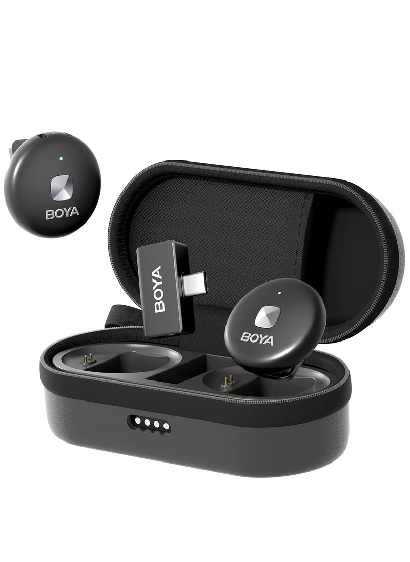 بويا ميكروفون لاسلكي BOYA Omic-U لافاليير للهواتف الذكية التي تعمل بنظام Android والتي تعمل بمنفذ USB-C، وسلسلة iPhone 15، ومشبك خلفي مغناطيسي، وحافظة شحن ناعمة محمولة، وميكروفونات صغيرة قابلة للتوصيل والتشغيل لتسجيل الفيديو والمقابلات على YouTube  - Image 1