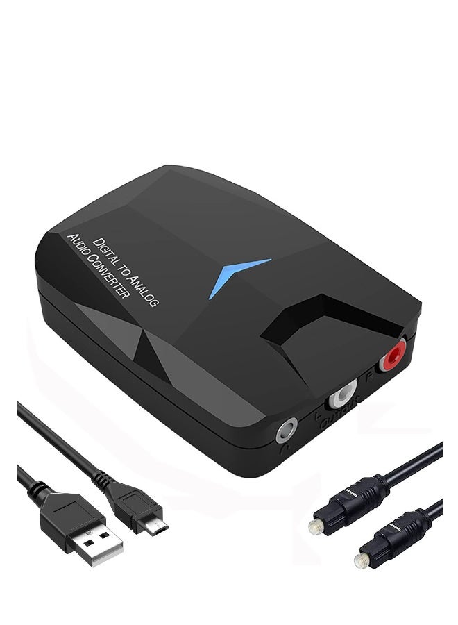 محول صوتي رقمي إلى تناظري DAC مع جهاز استقبال Bluetooth 5.0، صوت رقمي بصري وكوكسالي إلى تناظري ستيريو RCA و3.5 مم - Image 1