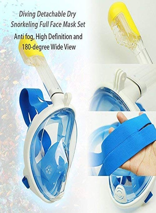VBM قناع غطس كامل الوجه | قناع غطس مزود بآلية تنفس | أقنعة غطس للأطفال والكبار، عدسة كريستالية مسطحة، قناع غطس بانورامي بزاوية 180 درجة مضاد للتسرب/مضاد للضباب مع أنبوب تنفس قابل للفصل | حامل كاميرا (صغير/متوسط - أزرق) - Image 4