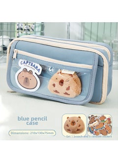 New capabala pencil case female primary school student girl High-looking large capacity stationery box junior high school student children Girl[Dolphin door forever] 9-layer blue pencil case +5 stickers +1 brooch [Dolphin door forever] 9-layer blue pencil case +5 stickers +1 brooch