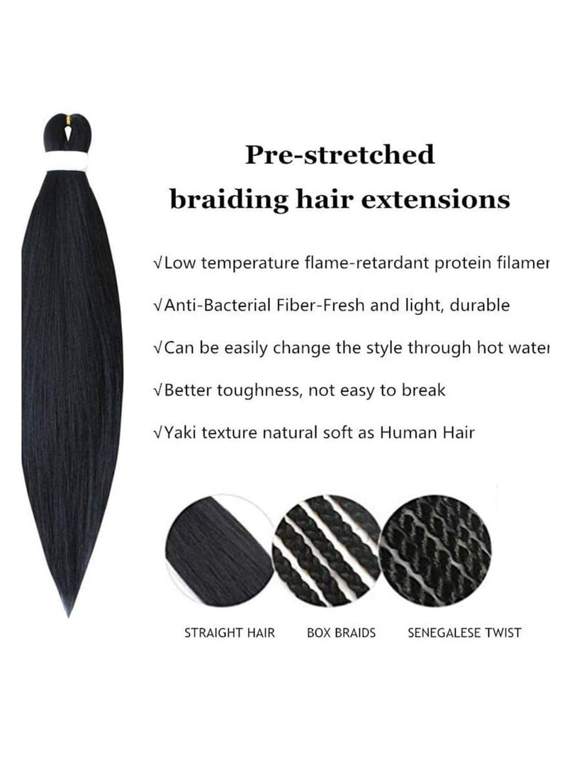 Estelle 26 Inch Pre Stretched Synthetic Hair Extensions Professional Yaki Braiding Hair for Senegalese Twists Box Braids Crochet Styles 100% Kanekalon Fiber Sweat Resistant  Durable Easy Braiding black - Image 2