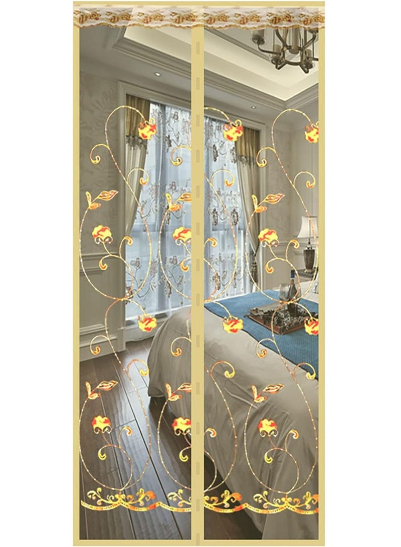 Gerenic Magnetic Screen Door, Full Frame Magic Tape Screen Door Strong Magnet Automatic Closing Silent Mesh Curtain with Elegant Jacquard Lace For Balcony Door Living Room Door and more - Image 1