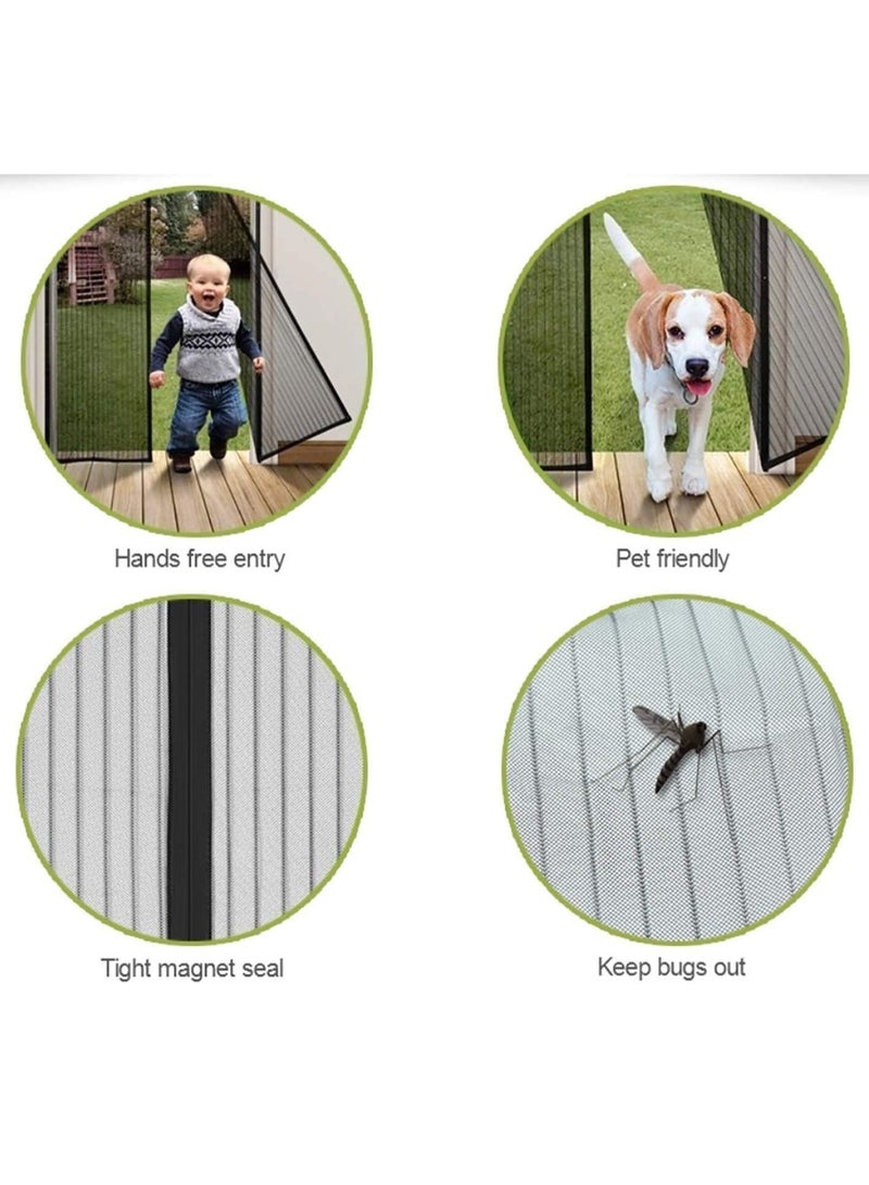 Gerenic Magnetic Screen Door, Full Frame Magic Tape Screen Door Strong Magnet Automatic Closing Silent Mesh Curtain with Elegant Jacquard Lace For Balcony Door Living Room Door and more - Image 5