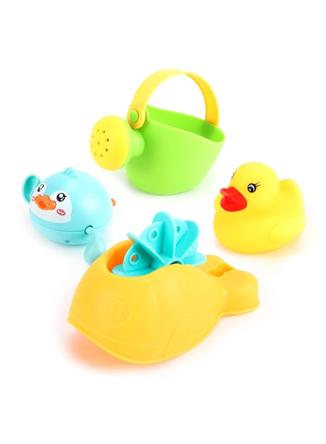 erorex 6 Pcs Baby Bath Toys Set with Splashing Boat Wind Up Duck and Watering Can for Bathtub Fun - Image 1