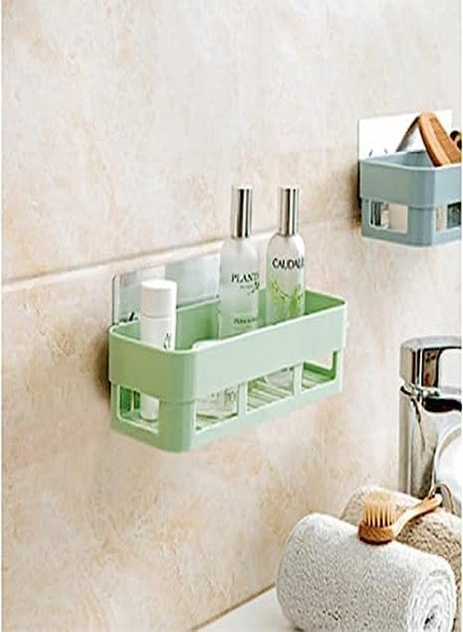 RIVUGJA Multipurpose Plastic Kitchen Bathroom Shelf Wall Holder Shelf No Drill Self Adhesive Bathroom Shelve with Adhesive Magic Sticker (Green) - Image 3