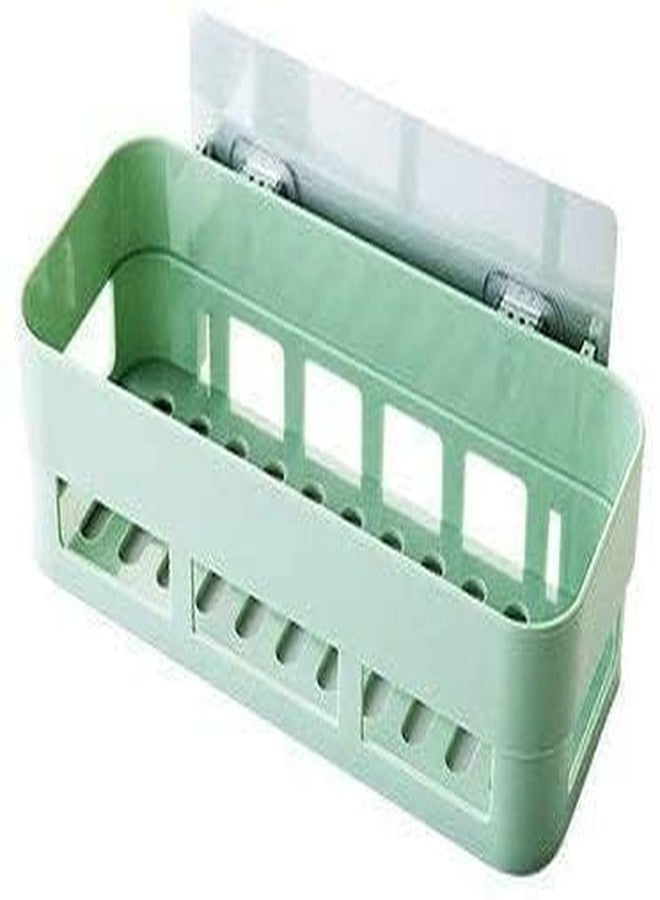 RIVUGJA Multipurpose Plastic Kitchen Bathroom Shelf Wall Holder Shelf No Drill Self Adhesive Bathroom Shelve with Adhesive Magic Sticker (Green) - Image 1