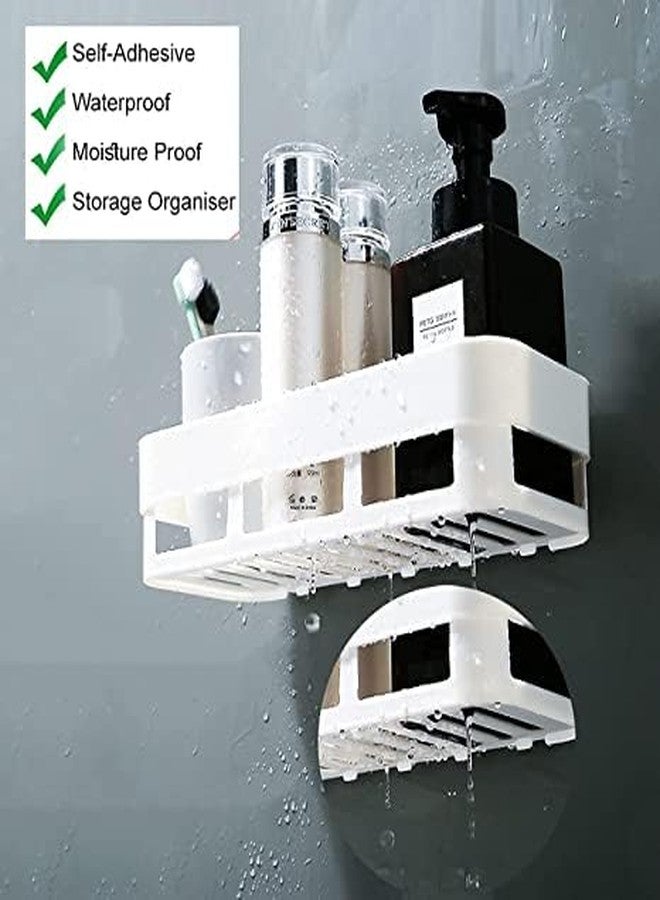 RIVUGJA Multipurpose Plastic Kitchen Bathroom Shelf Wall Holder Shelf No Drill Self Adhesive Bathroom Shelve with Adhesive Magic Sticker (Green) - Image 5