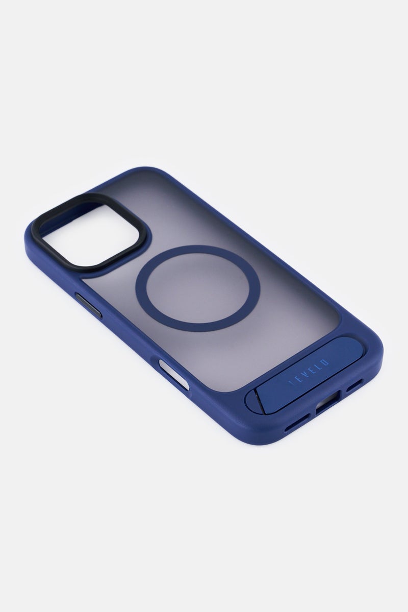 LEVELO iPhone 16 Pro Max Matteo With Bottom Stand Phone Case, Navy - Image 4