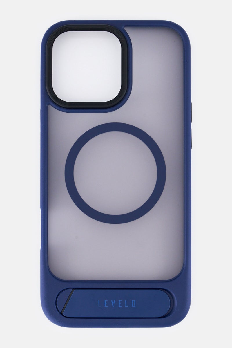 LEVELO iPhone 16 Pro Max Matteo With Bottom Stand Phone Case, Navy - Image 1