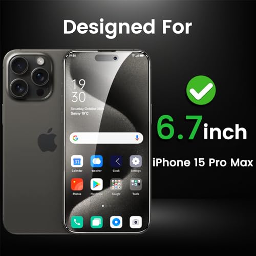 Romkasi 4 Pack Privacy Screen Protector for iPhone 15 Pro Max 6.7 Inch with 4 Pack Camera Lens Protector, Anti Spy Tempered Glass Film, Anti-Scratch, Touch Sensitive, Case Friendly - Image 2