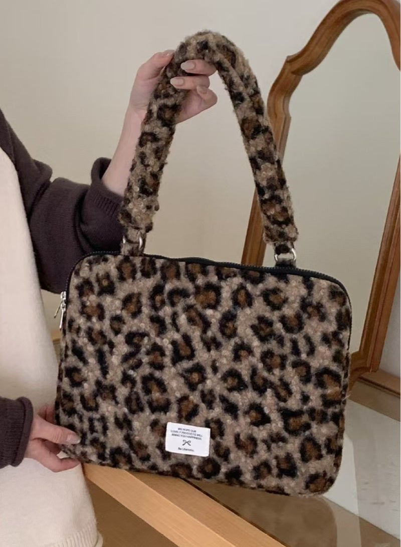UrbanNest Laptop Bag 14/13 Sleeve Case, Water Resistant, Cute, Fashion, for Apple MacBook Pro/Air, Huawei, HP, Dell, Xiaomi and Other (Leopard Print), for Women - Image 1