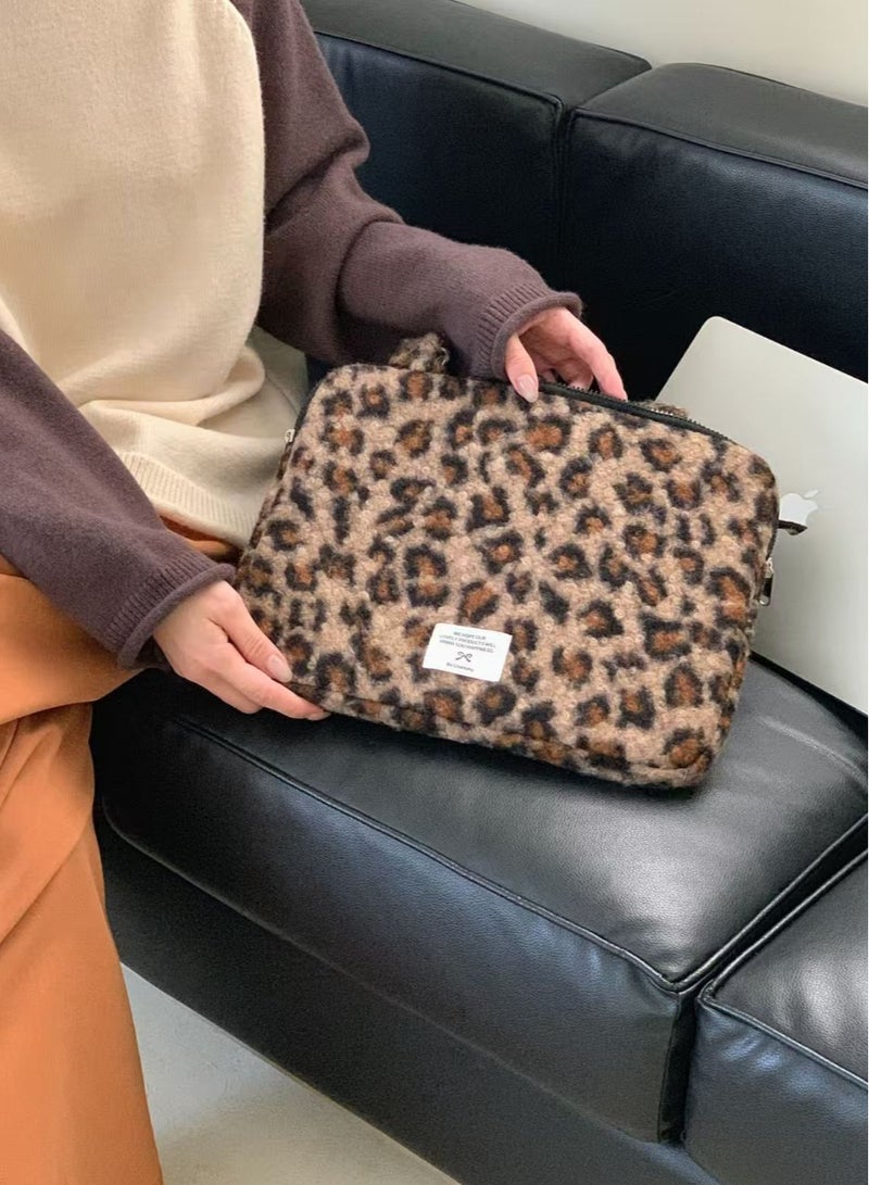 UrbanNest Laptop Bag 14/13 Sleeve Case, Water Resistant, Cute, Fashion, for Apple MacBook Pro/Air, Huawei, HP, Dell, Xiaomi and Other (Leopard Print), for Women - Image 4