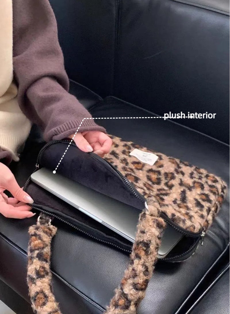UrbanNest Laptop Bag 14/13 Sleeve Case, Water Resistant, Cute, Fashion, for Apple MacBook Pro/Air, Huawei, HP, Dell, Xiaomi and Other (Leopard Print), for Women - Image 2