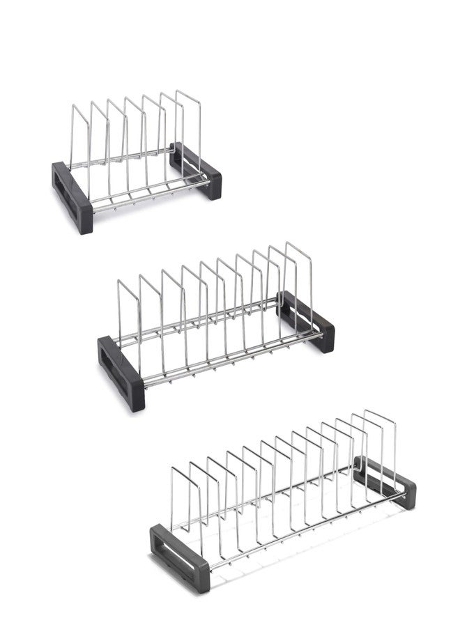 VK15 COLLECTION Stainless Steel Plate Stand Organizer for Kitchen | Dish & Plate Drying Rack | Rust Proof Plate Holder with Anti-Slip Base | Available in 6, 9 & 12 Section (Silver) (Pack of 3) - Image 1