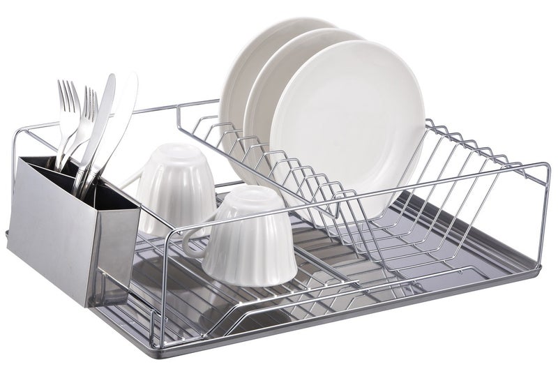 Home Basics Home Basics Chrome Dish Rack with Stainless Steel Tray 