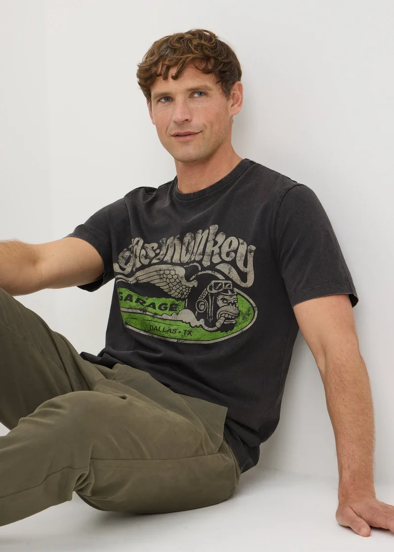 Matalan Charcoal Washed Gas Monkey T-Shirt