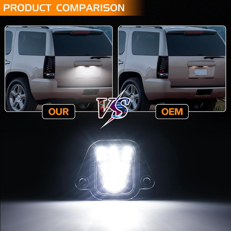 FetonAuto LED License Plate Light for Chevy Suburban Tahoe GMC Yukon Cadillac Escalade ESV 2007-2014, 6000K White Rear Bumper Tag Lamp Assembly Replace OEM 25778786 - Image 4