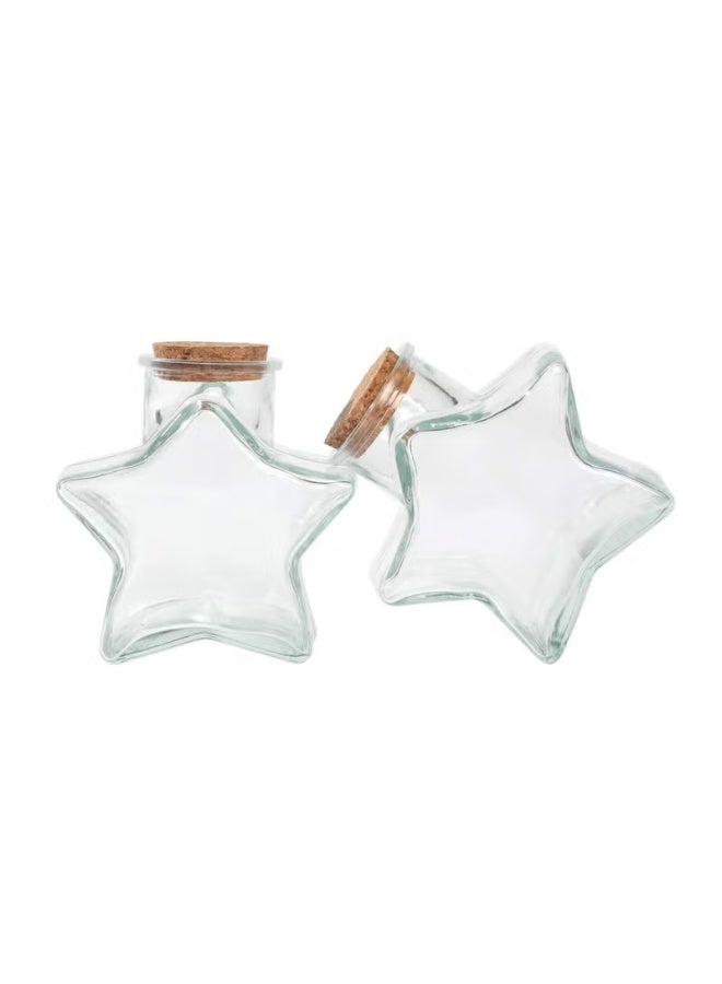 مجموعة زجاجات أمنيات على شكل نجمة (قطعتان، 300 مل) - برطمانات تخزين شفافة للحرف اليدوية مع غطاء من الفلين للهدايا المصنوعة يدويًا والرسائل وديكور الحفلات - Image 1