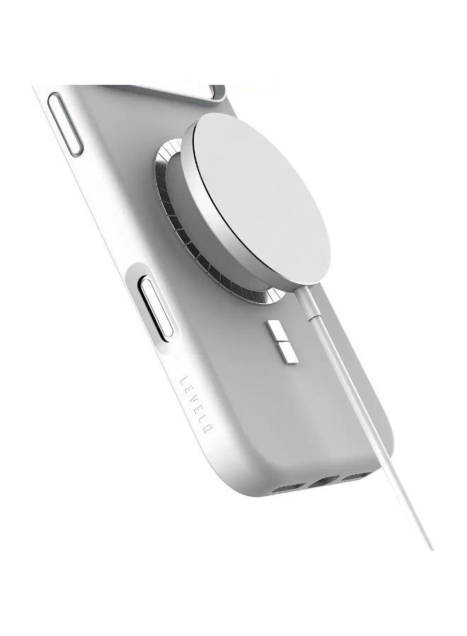 Levelo Iris MagSafe Liquid Silicone Case for iPhone 17 Pro Max - Silver - Image 3