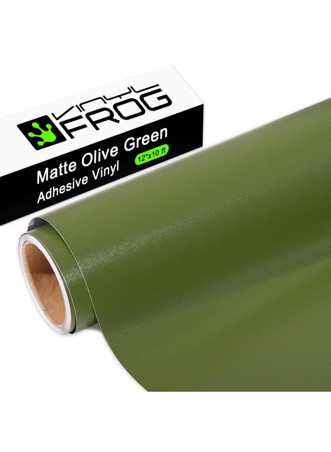 VINYL FROG Matte Olive Green Permanent Adhesive Vinyl Roll 30.5x305cm for Bottle and Glass Decoration - Image 1