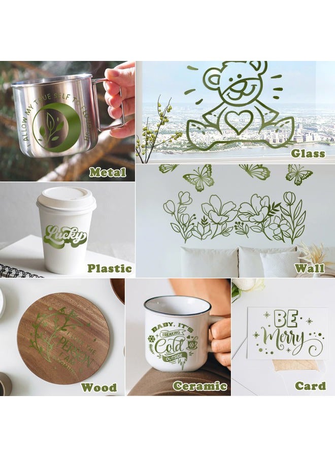 VINYL FROG Matte Olive Green Permanent Adhesive Vinyl Roll 30.5x305cm for Bottle and Glass Decoration - Image 3