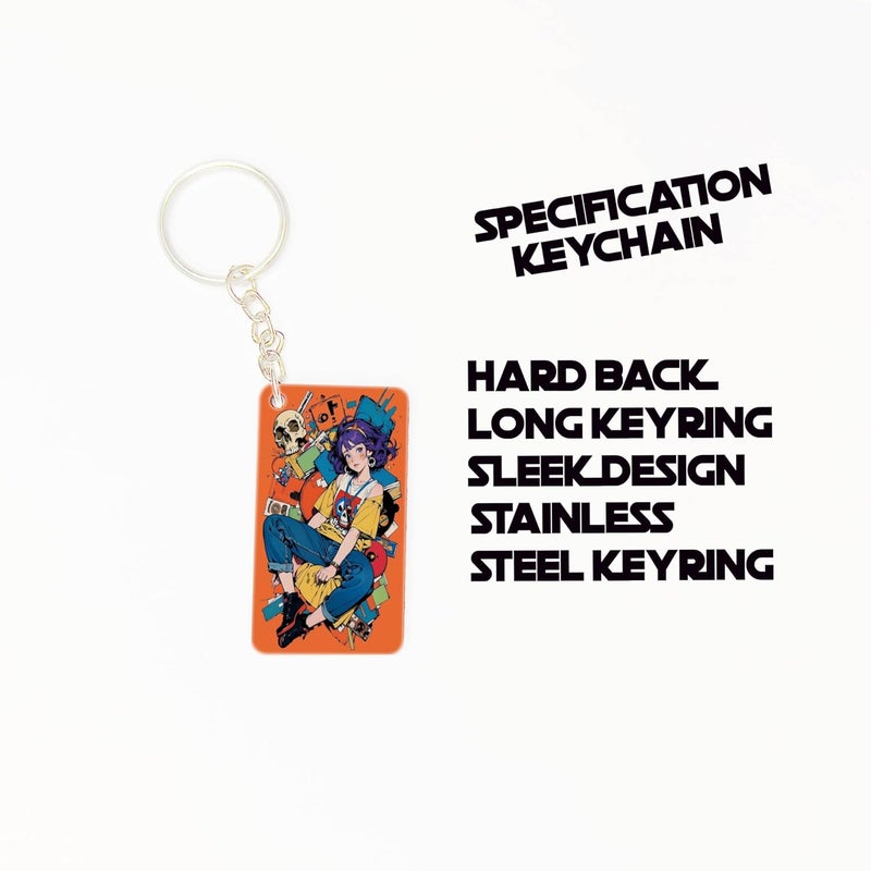 OUTFITQUE Premium Pack of 2 Anime255 Printed Long Keychain For Bike Scooty Car MDF Keyholder - Image 3