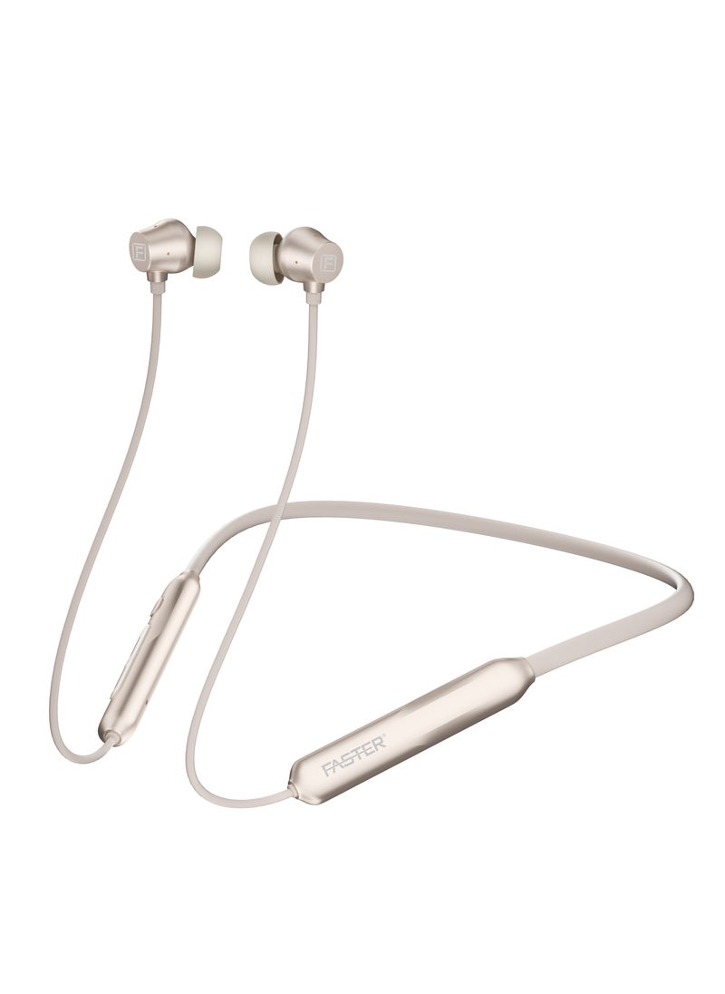 Faster Sports Neckband In-Ear Wireless Earphones - Noise Canceling Headphones with Mic - Deep Bass, Active Noise Cancellation, Magnetic Buds, Fast Charging, and Voice Assistant - Earbuds Perfect for Sports, Gaming, Call, Music (White)  - Image 1